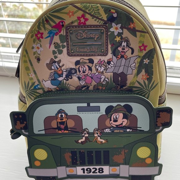 Loungefly Disney Mickey and Friends Jungle Safari Glow in the Dark Mini Backpack - Picture 1 of 9